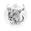 South African safari with a river  tattoo design idea