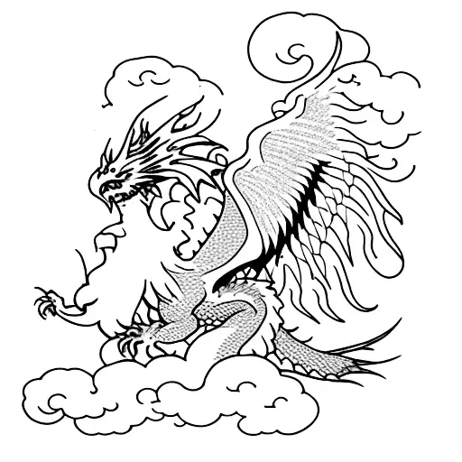 phoenix with dragon tattoo design idea