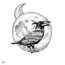 raven with moon and clouds tattoo design idea