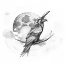 raven with moon and clouds tattoo design idea