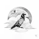 raven with moon and clouds tattoo design idea