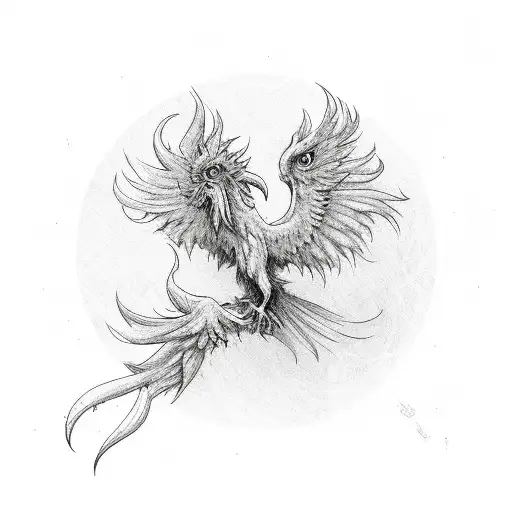 phoenix frying upwards tattoo design idea