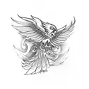 phoenix frying upwards tattoo design idea