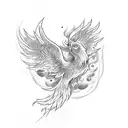 phoenix frying upwards tattoo design idea