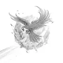 phoenix frying upwards tattoo design idea