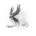 phoenix frying upwards tattoo design idea