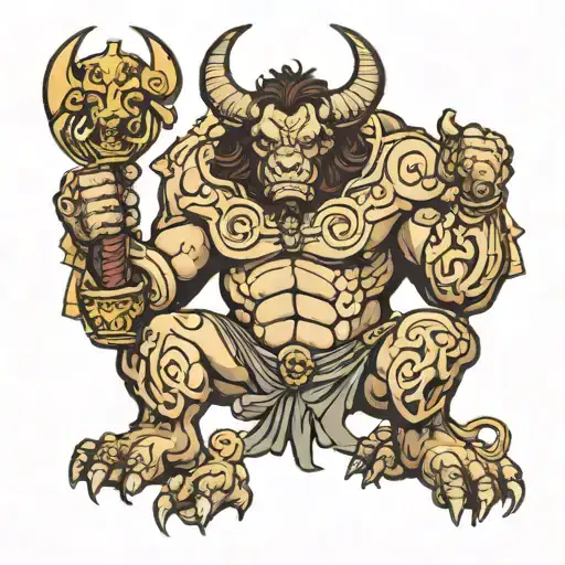 Minotaur holding tattoo design idea