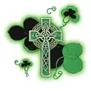 celtic cross with shamrock background shaded  tattoo design idea