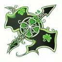 celtic cross with shamrock background shaded  tattoo design idea