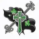 celtic cross with shamrock background shaded  tattoo design idea