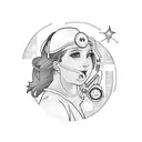 A nurse studying under a moonlit sky tattoo design idea