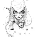 A nurse studying under a moonlit sky tattoo design idea