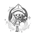 A nurse studying under a moonlit sky tattoo design idea