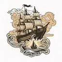 ship navigating tattoo design idea