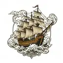 ship navigating tattoo design idea