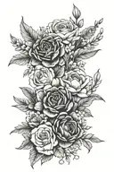 miscarriage, may, June, July, April, and November birth flower bouquet  tattoo design idea