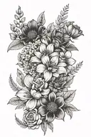miscarriage, may, June, July, April, and November birth flower bouquet  tattoo design idea
