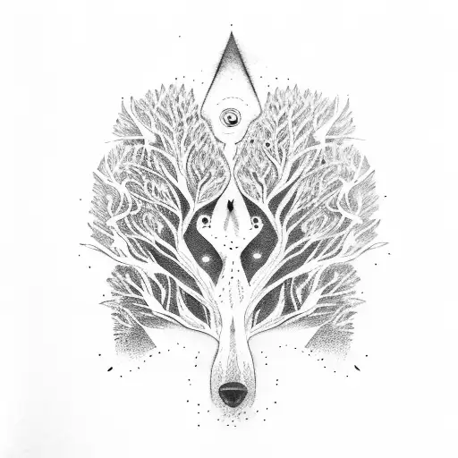 tree of life with wolves tattoo design idea