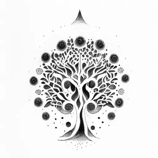 tree of life with wolves tattoo design idea