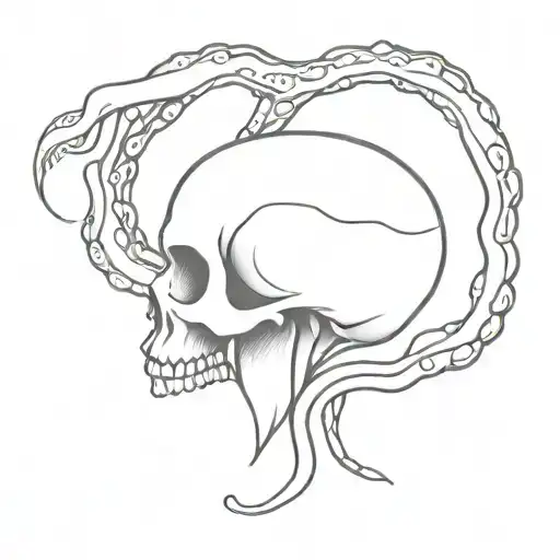 A unique tattoo of an octopus with a human skull as its head, representing the singer's fascination with the combination of sea creatures and human anatomy tattoo design idea