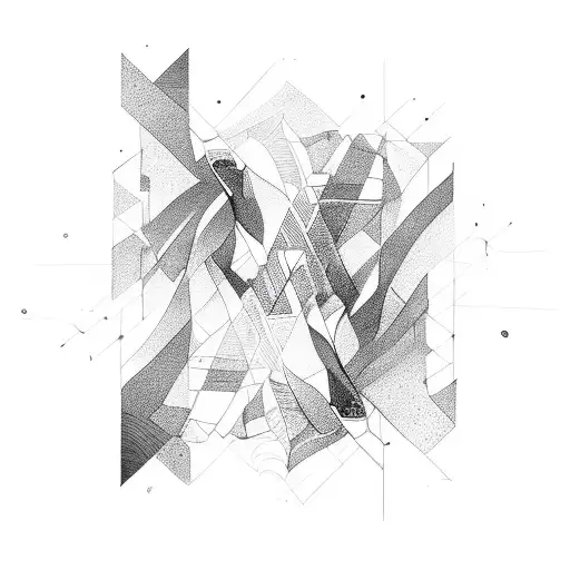 geometric, floral, abstract, line art tattoo design idea