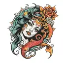 Pisces goddess face tattoo tattoo design idea