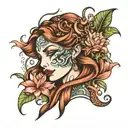 Pisces goddess face tattoo tattoo design idea