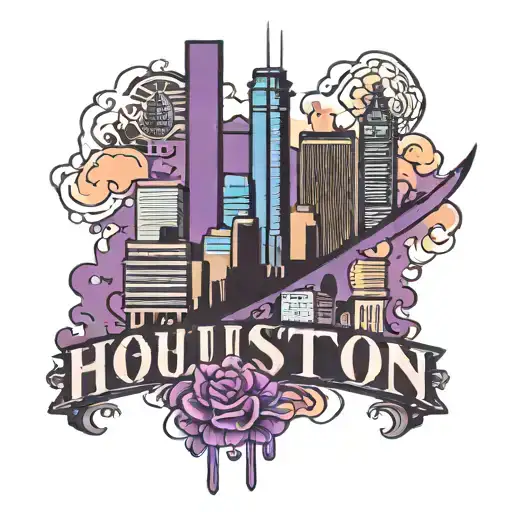 Houston skyline  purp tango tattoo design idea