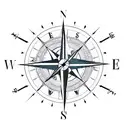 compass with bow and arrow overlayed tattoo design idea