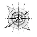 compass with bow and arrow overlayed tattoo design idea