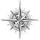 compass with bow and arrow overlayed tattoo design idea
