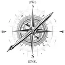 compass with bow and arrow overlayed tattoo design idea