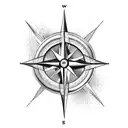 compass with bow and arrow overlayed tattoo design idea