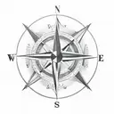 compass with bow and arrow overlayed tattoo design idea