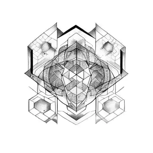 broken hex and shatter transition tattoo design idea