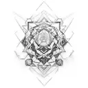 broken hex and shatter transition tattoo design idea