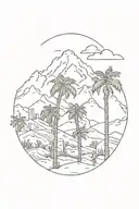 Chicago, california, palm tree, mountain, kids tattoo design idea