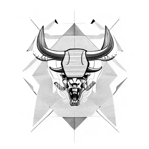 raging bull and skulls tattoo design idea
