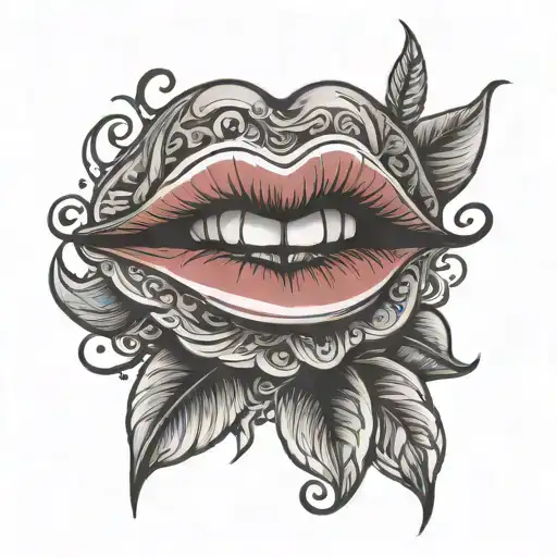 lips like kissed tattoo design idea
