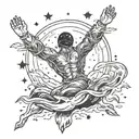 generate a hand tattoo that shows a person falling into an abyss with a space theme around it  tattoo design idea
