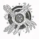 generate a hand tattoo that shows a person falling into an abyss with a space theme around it  tattoo design idea