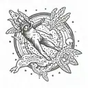 generate a hand tattoo that shows a person falling into an abyss with a space theme around it  tattoo design idea