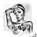 masterpiece, best quality, 1girl, upper body, solo,  bad anatomy, ugly, badly dr tattoo design idea