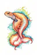 vampire squid and sea turtle and sea horse  and star fish and jellyfish tattoo design idea