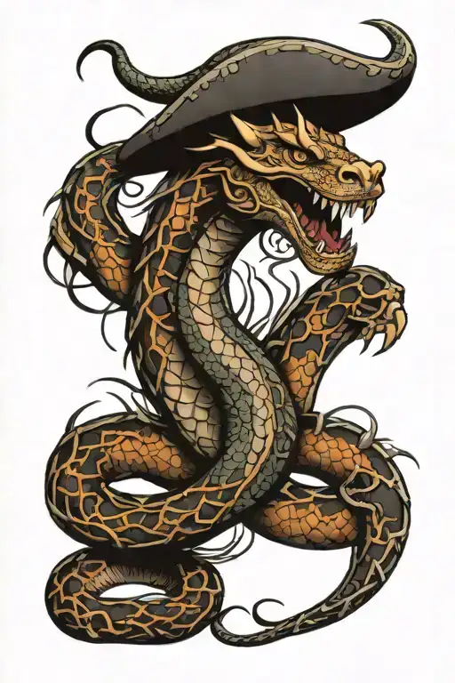 full sleve tattoo with Viking serpent Jormungandr snake tattoo design idea