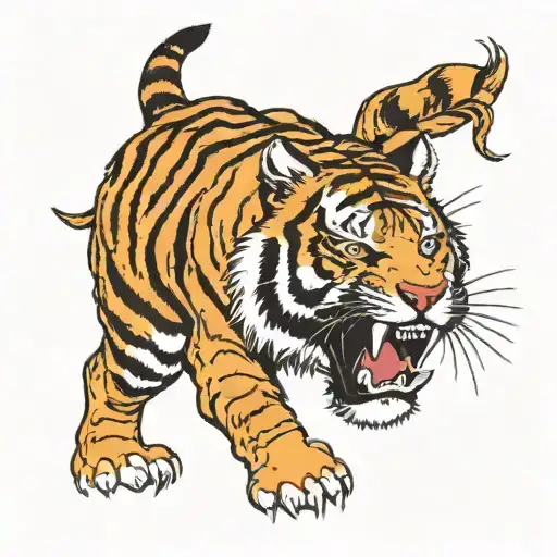 a tiger walking tattoo design idea