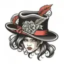 black fedora with red ribbon tattoo design idea