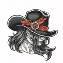 black fedora with red ribbon tattoo design idea