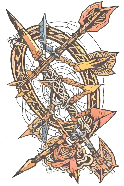 bow arrows tattoo design idea
