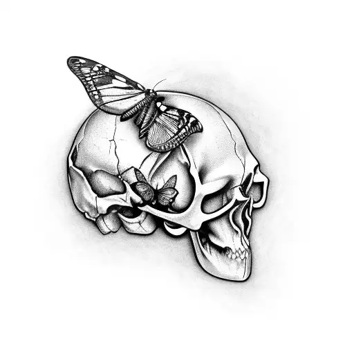 Butterfly skull tattoo design idea